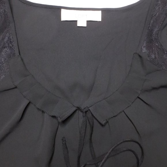 4/$14 LOFT womens BLACK tank LACE dressy CASUAL tie LOOSE FIT size XS - Picture 2 of 7